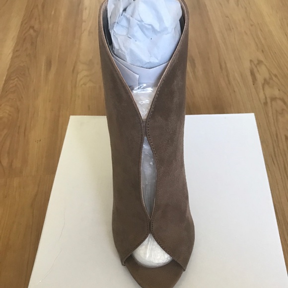 Light Brown Faux Suede High Heel Booties - Picture 4 of 5